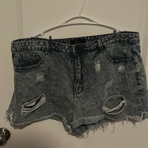 Ripped jean shorts